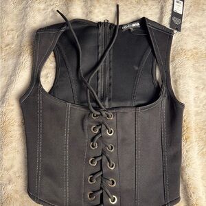 Fashion Nova Black Lace-Up Corset